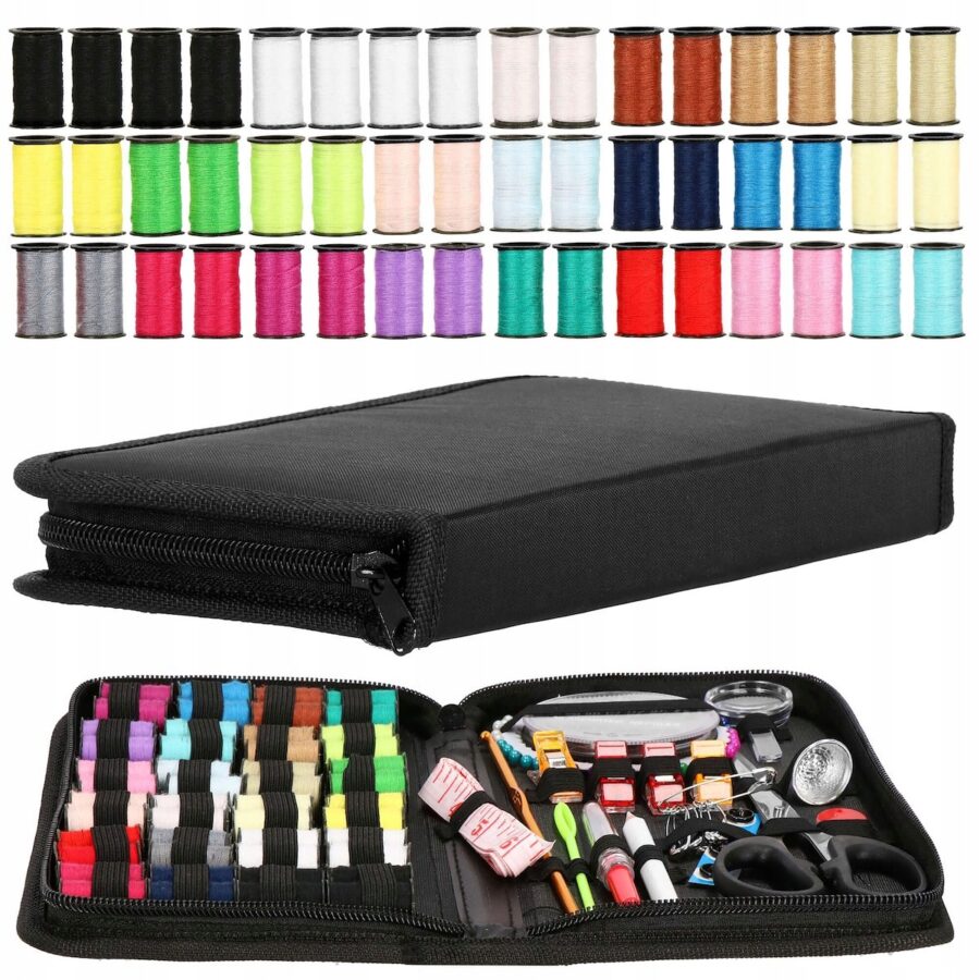 ZESTAW KRAWIECKI PRZYBORNIK DO SZYCIA XXL ETUI NITKI 172 el DUŻY NICI IGŁY