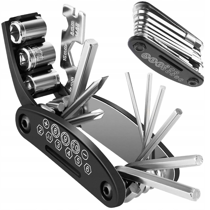 ZESTAW NARZĘDZI 16w1 MULTITOOL ROWEROWY KLUCZE WIELOFUNKCYJNE NARZĘDZIA