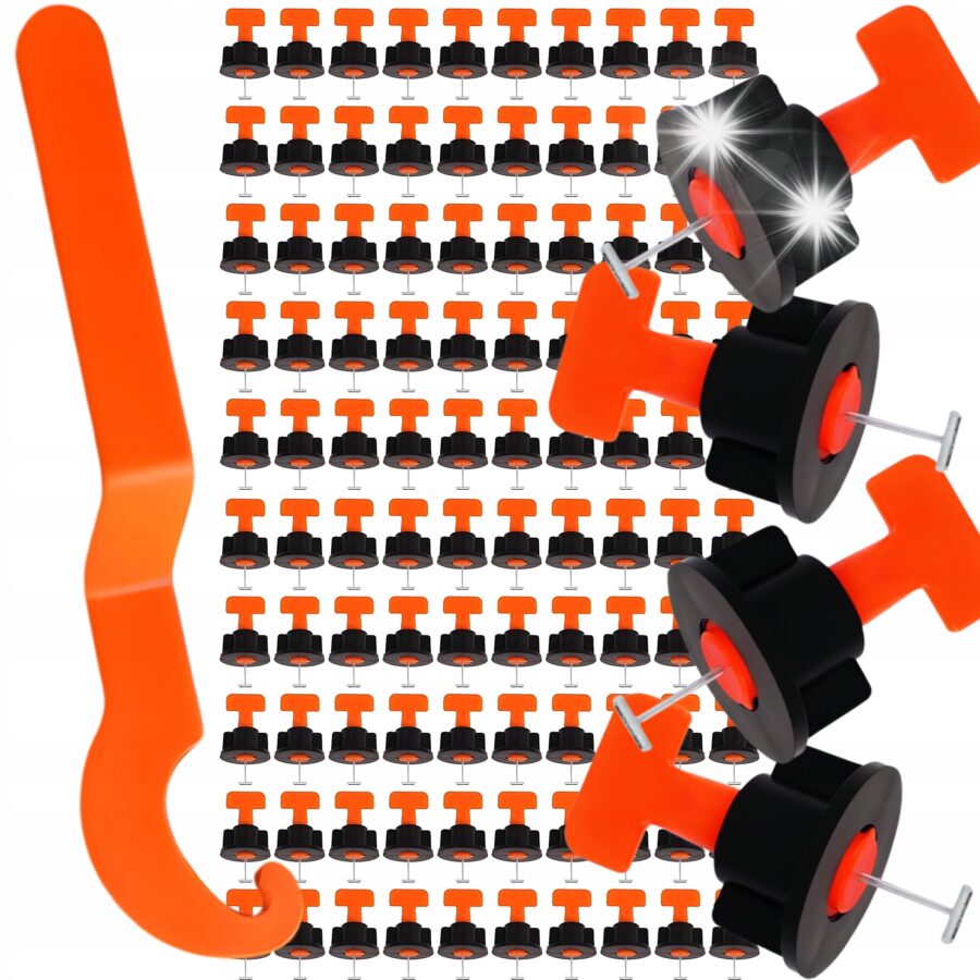 ZESTAW SYSTEM DO POZIOMOWANIA PŁYTEK KLIPSY 100 SZT KLIPSY UCHWYT KLUCZ