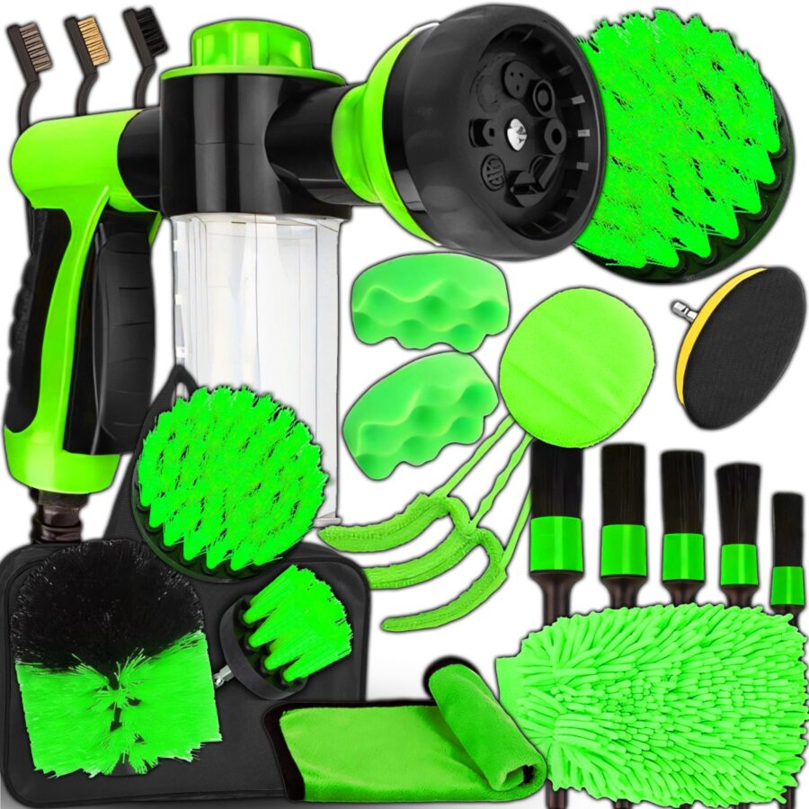 ZESTAW DETAILINGOWY+ PIANOWNICA DO CZYSZCZENIA SAMOCHODU AUTA SZCZOTKI 21x