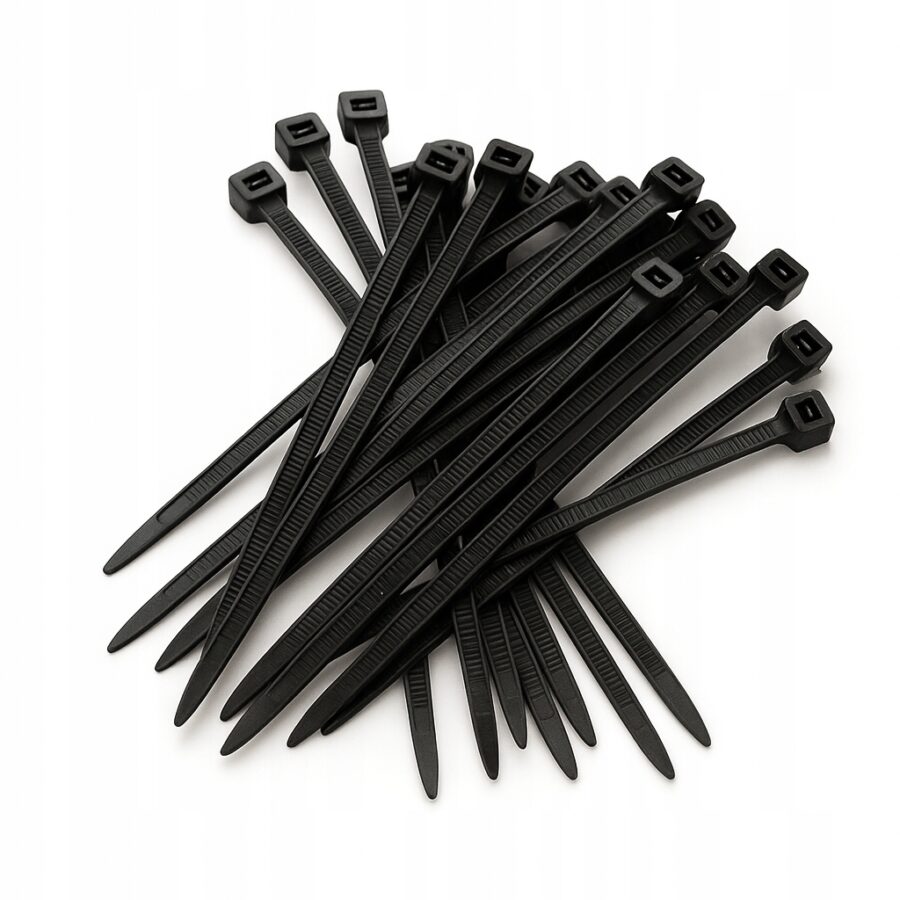 OPASKI ZACISKOWE 100 szt TRYTYTKI KABLOWE WYTRZYMAŁE MOCNE CZARNE 2,5x200