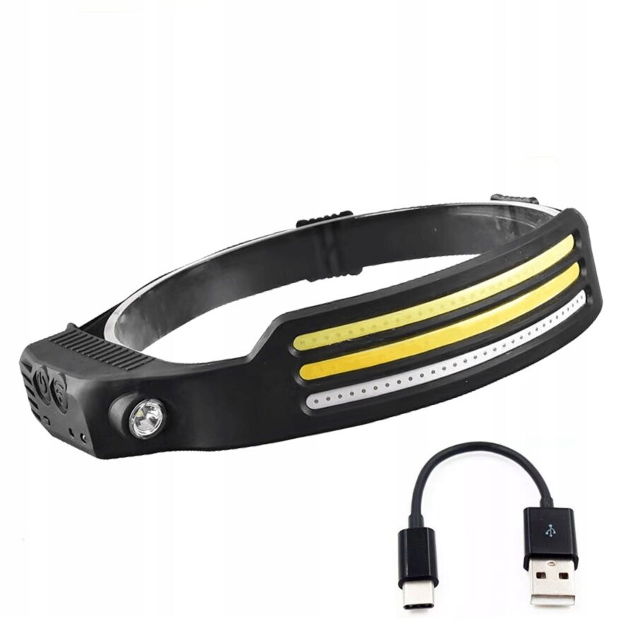 LATARKA CZOŁOWA CZOŁÓWKA LED MOCNA AKUMULATOROWA CZUJNIK RUCHU USB C 6 TRYB