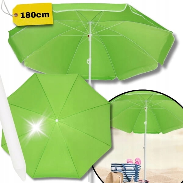 ZIELONY PARASOL 180cm NA PLAŻĘ PLAŻOWY OGRODOWY ŁAMANY SKŁADANY BIWAKOWY