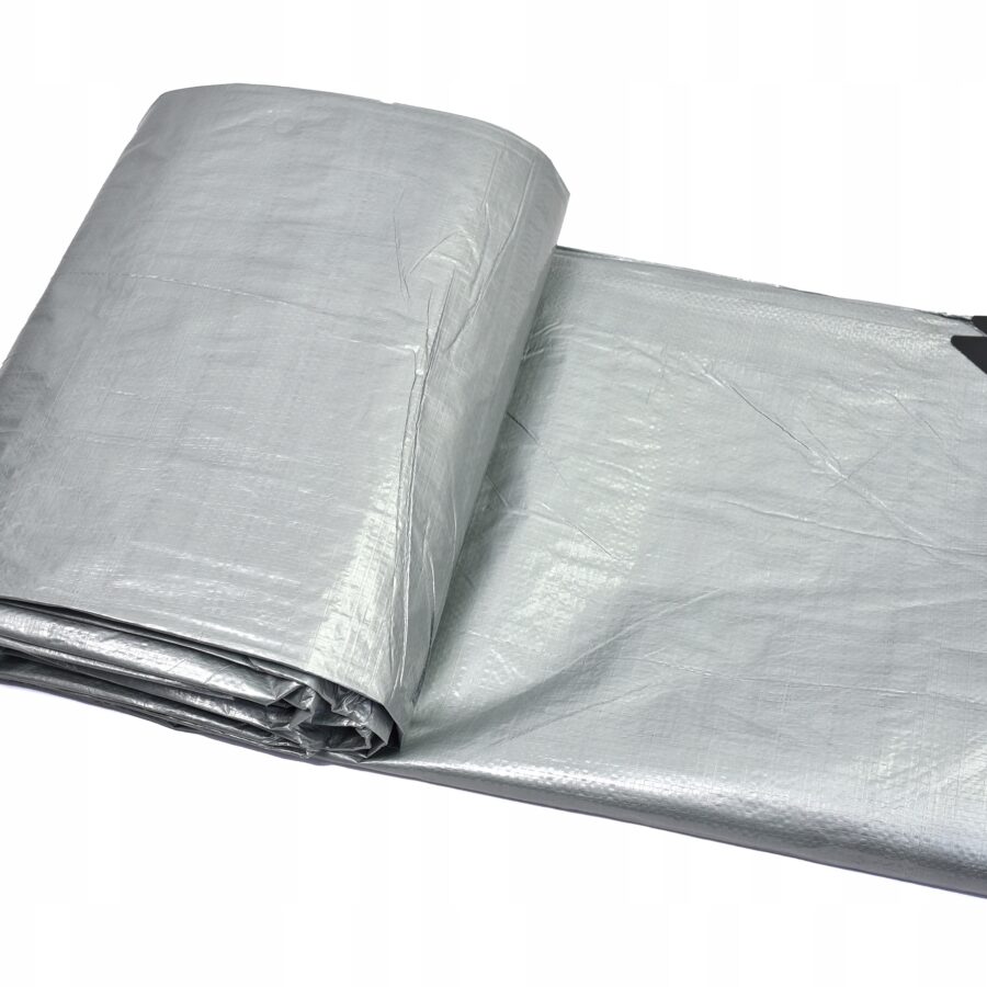 PLANDEKA 2x3m Srebrna Wzmacniana Mocna Gruba 120g Okryciowa z Oczkami