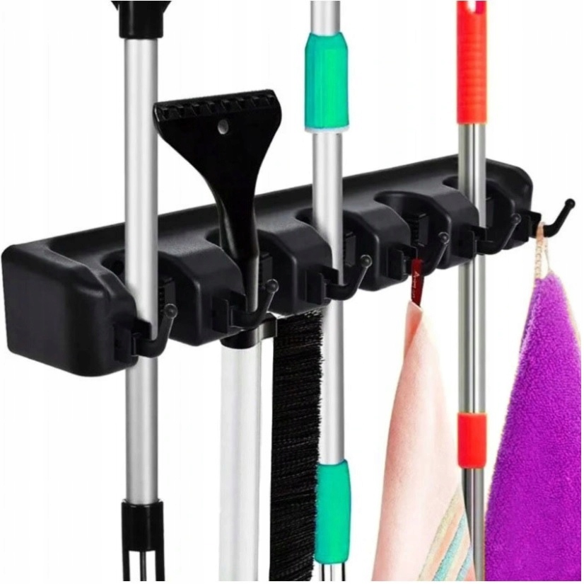 WIESZAK UCHWYT NA SCIANĘ NA MIOTŁY GRABIE ŁOPATĘ MOPA MOCNY