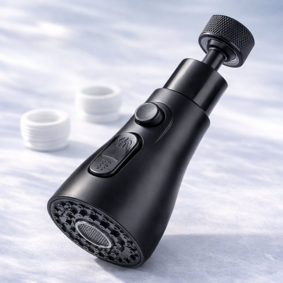 Przedłużacz Kranowy 360° z Perlatorem – 3 Tryby Strumienia, Czarny