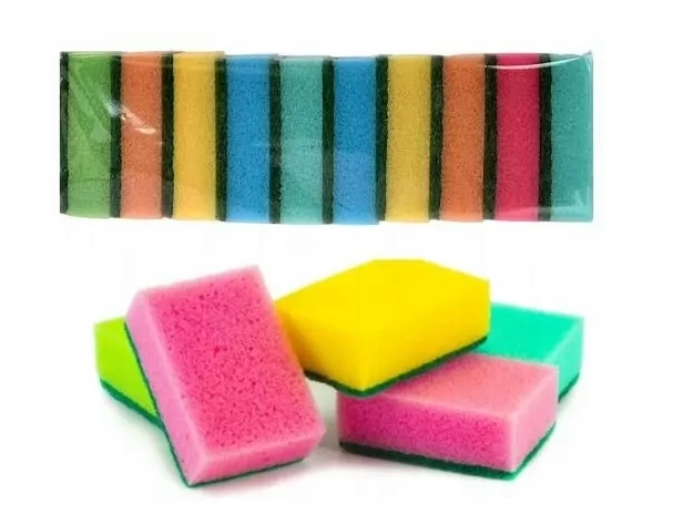 ZMYWAK KUCHENNY GĄBKA ZMYWAKI DO MYCIA NACZYŃ MYJKA ZESTAW 10 SZTUK GĄBEK