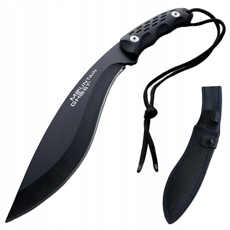 NÓŻ BUSHCRAFT SURVIVAL MACZETA KUKRI SOLIDNA WYTRZYMAŁA POKROWIEC 30 CM